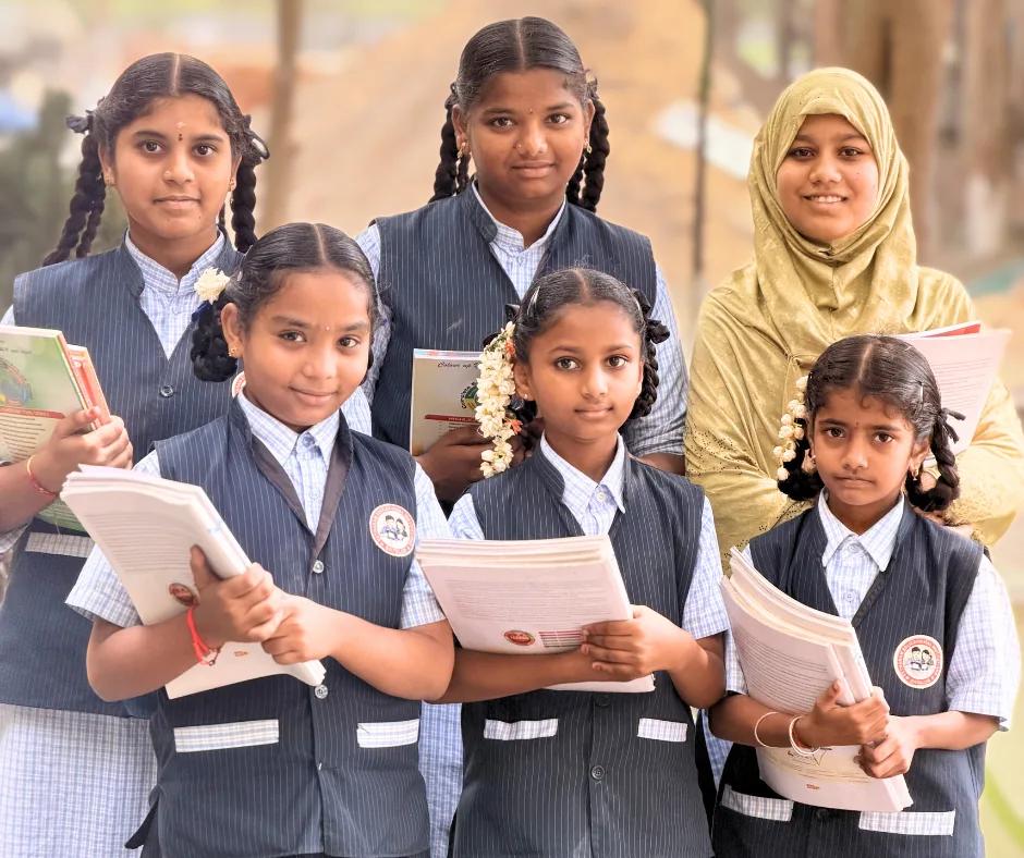 Students with their books